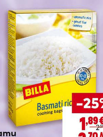 BILLA Ориз Басмати Boll in Bag