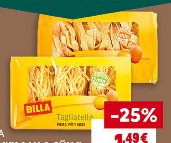 BILLA Талиатели с яйца или папардели с яйца