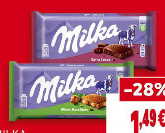 MILKA Шоколад с лешници или екстра какао